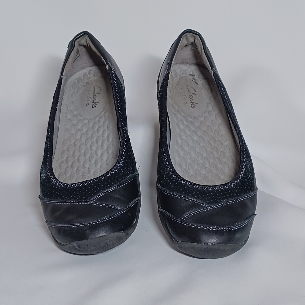 Women's Clark Provo Shoes Leather Ballet Flats Size 9M Black Casual Workwear